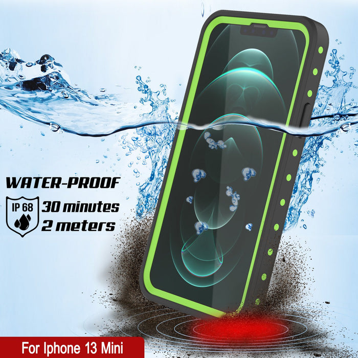 iPhone 13 Mini Waterproof IP68 Case, Punkcase [Light green] [StudStar Series] [Slim Fit] [Dirtproof] (Color in image: White)