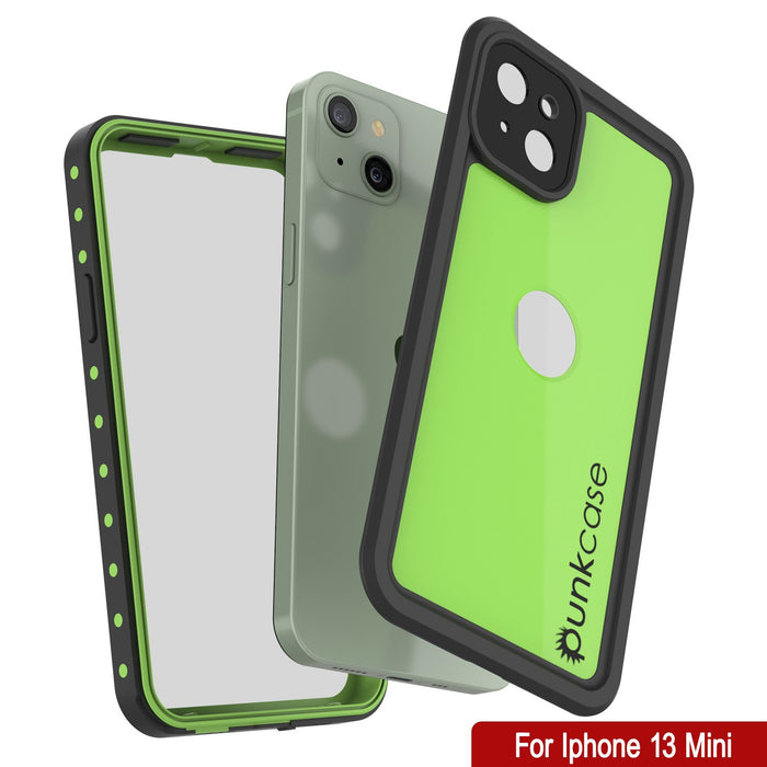 iPhone 13 Mini Waterproof IP68 Case, Punkcase [Light green] [StudStar Series] [Slim Fit] [Dirtproof] (Color in image: Clear)