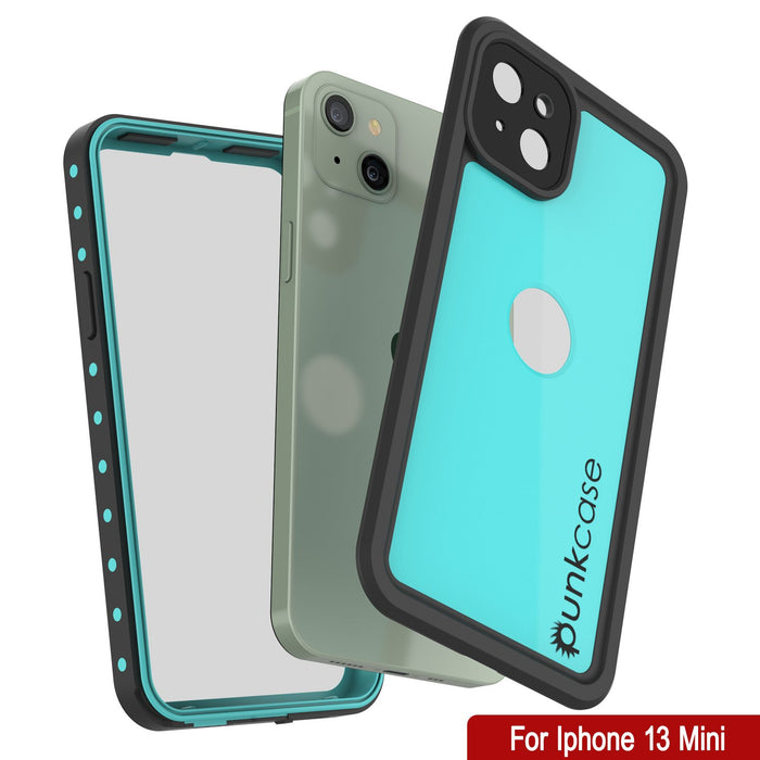 iPhone 13 Mini Waterproof IP68 Case, Punkcase [Teal] [StudStar Series] [Slim Fit] (Color in image: White)