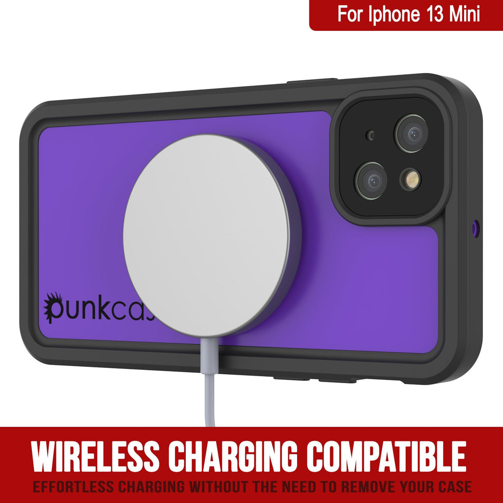 iPhone 13 Mini Waterproof IP68 Case, Punkcase [Purple] [StudStar Series] [Slim Fit] [Dirtproof] (Color in image: Black)