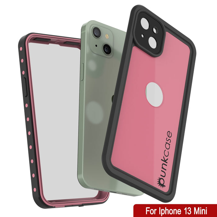 iPhone 13 Mini Waterproof IP68 Case, Punkcase [Pink] [StudStar Series] [Slim Fit] [Dirtproof] (Color in image: Red)