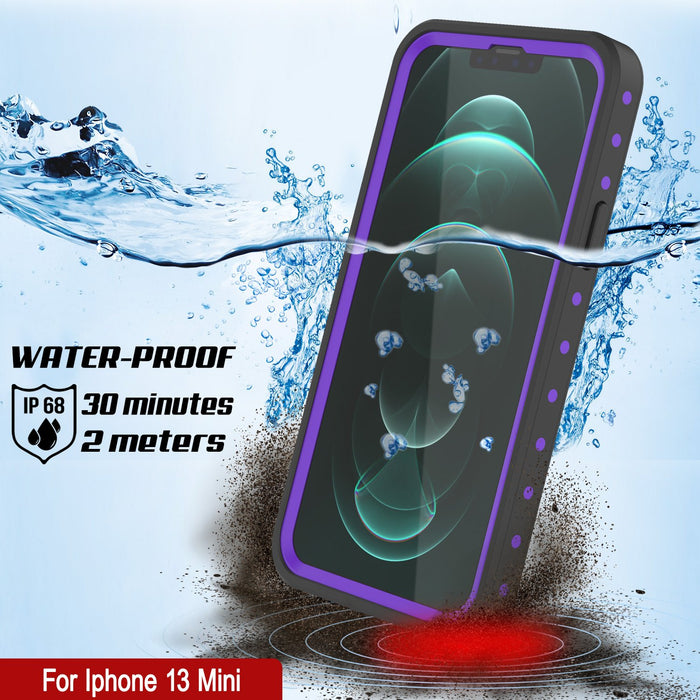 iPhone 13 Mini Waterproof IP68 Case, Punkcase [Purple] [StudStar Series] [Slim Fit] [Dirtproof] (Color in image: Pink)