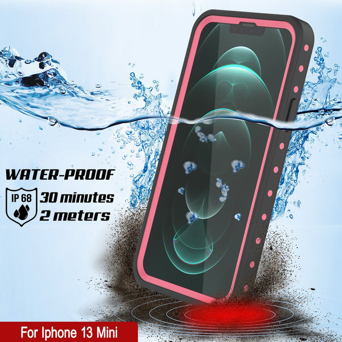 iPhone 13 Mini Waterproof IP68 Case, Punkcase [Pink] [StudStar Series] [Slim Fit] [Dirtproof] (Color in image: White)