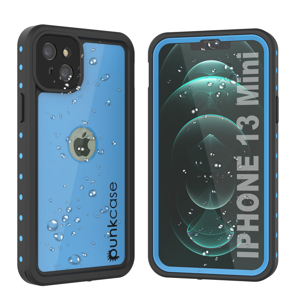 iPhone 13 Mini Waterproof IP68 Case, Punkcase [Light blue] [StudStar Series] [Slim Fit] [Dirtproof] (Color in image: Light Blue)