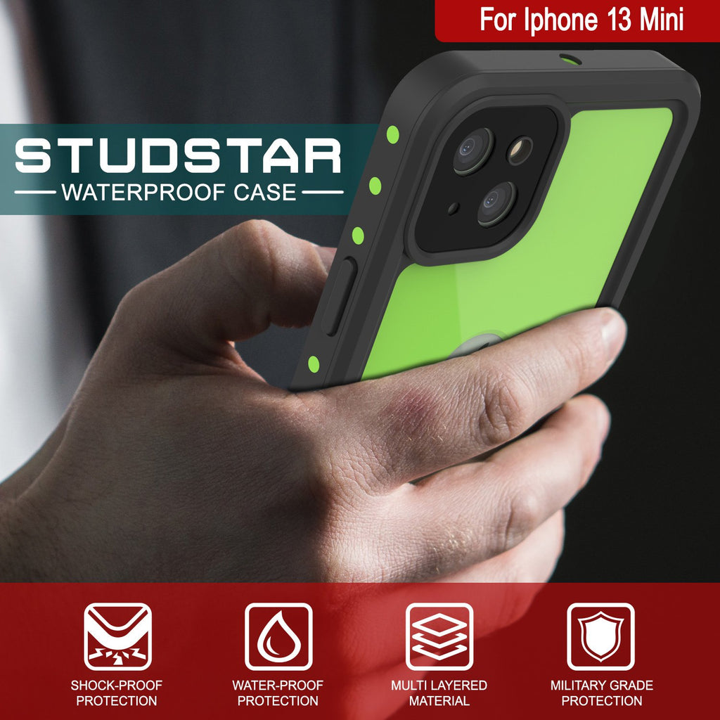 iPhone 13 Mini Waterproof IP68 Case, Punkcase [Light green] [StudStar Series] [Slim Fit] [Dirtproof] (Color in image: Pink)