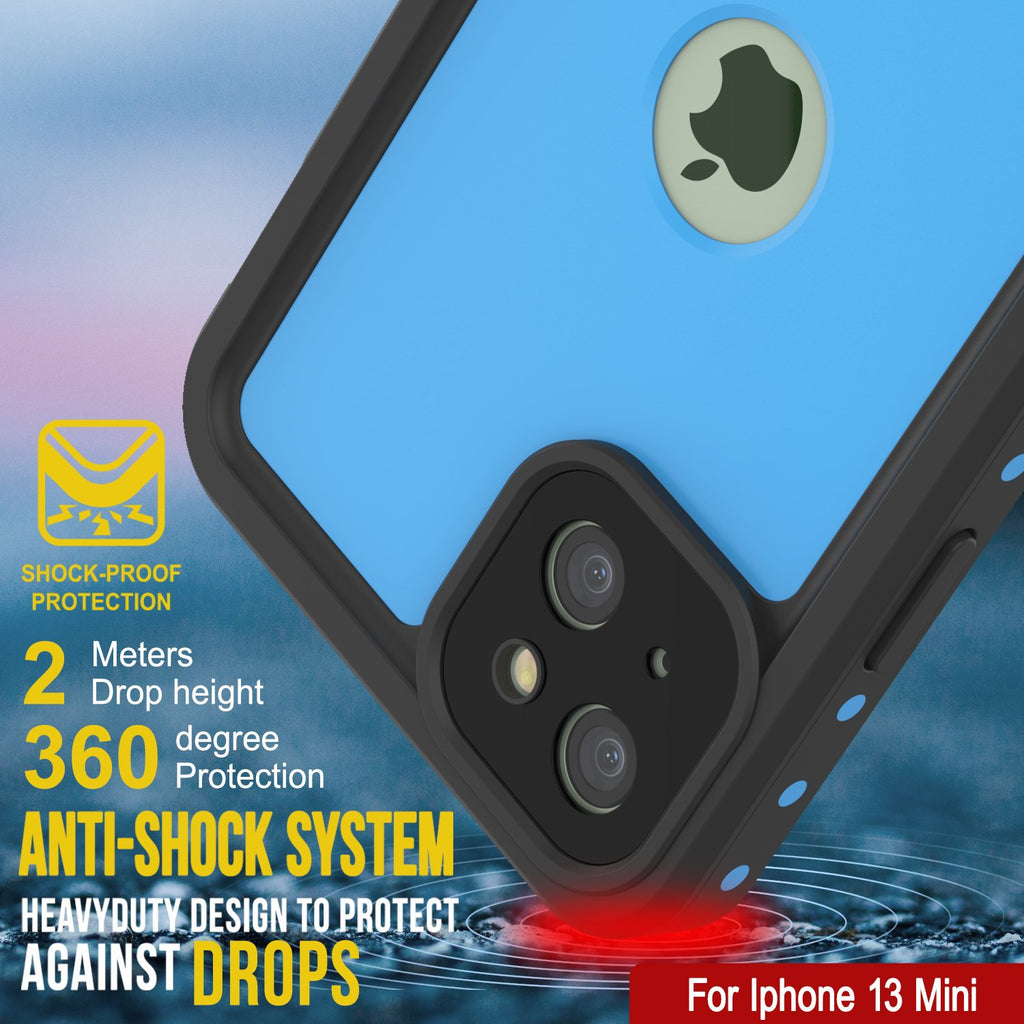 iPhone 13 Mini Waterproof IP68 Case, Punkcase [Light blue] [StudStar Series] [Slim Fit] [Dirtproof] (Color in image: Light Green)