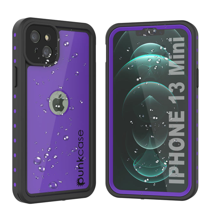 iPhone 13 Mini Waterproof IP68 Case, Punkcase [Purple] [StudStar Series] [Slim Fit] [Dirtproof] (Color in image: Purple)
