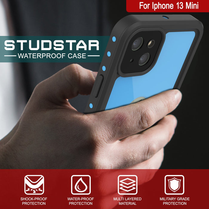 iPhone 13 Mini Waterproof IP68 Case, Punkcase [Light blue] [StudStar Series] [Slim Fit] [Dirtproof] (Color in image: White)