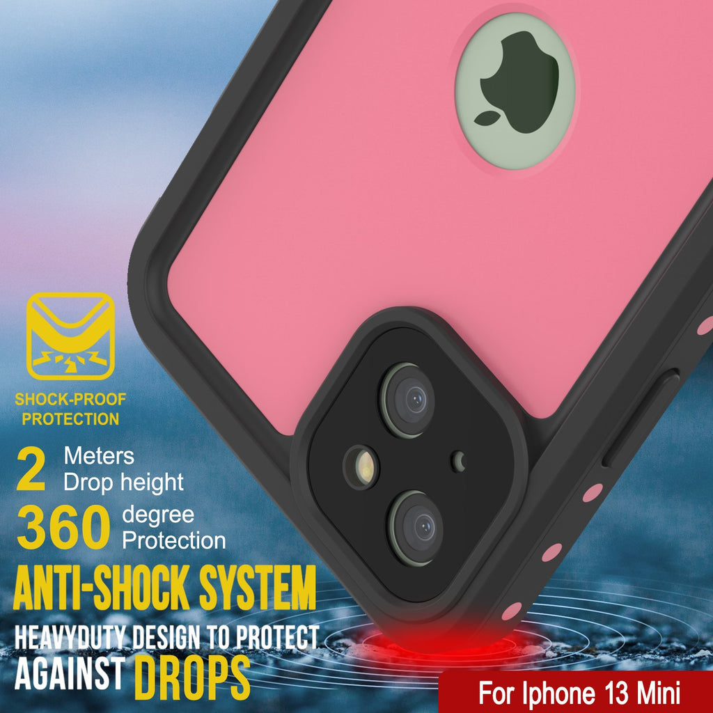 iPhone 13 Mini Waterproof IP68 Case, Punkcase [Pink] [StudStar Series] [Slim Fit] [Dirtproof] (Color in image: Teal)