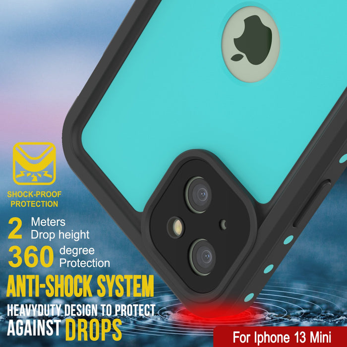 iPhone 13 Mini Waterproof IP68 Case, Punkcase [Teal] [StudStar Series] [Slim Fit] (Color in image: Red)