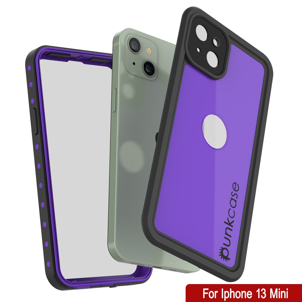 iPhone 13 Mini Waterproof IP68 Case, Punkcase [Purple] [StudStar Series] [Slim Fit] [Dirtproof] (Color in image: White)