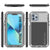 iPhone 13 Pro Max Metal Case, Heavy Duty Military Grade Armor Cover [shock proof] Full Body Hard [Silver] 