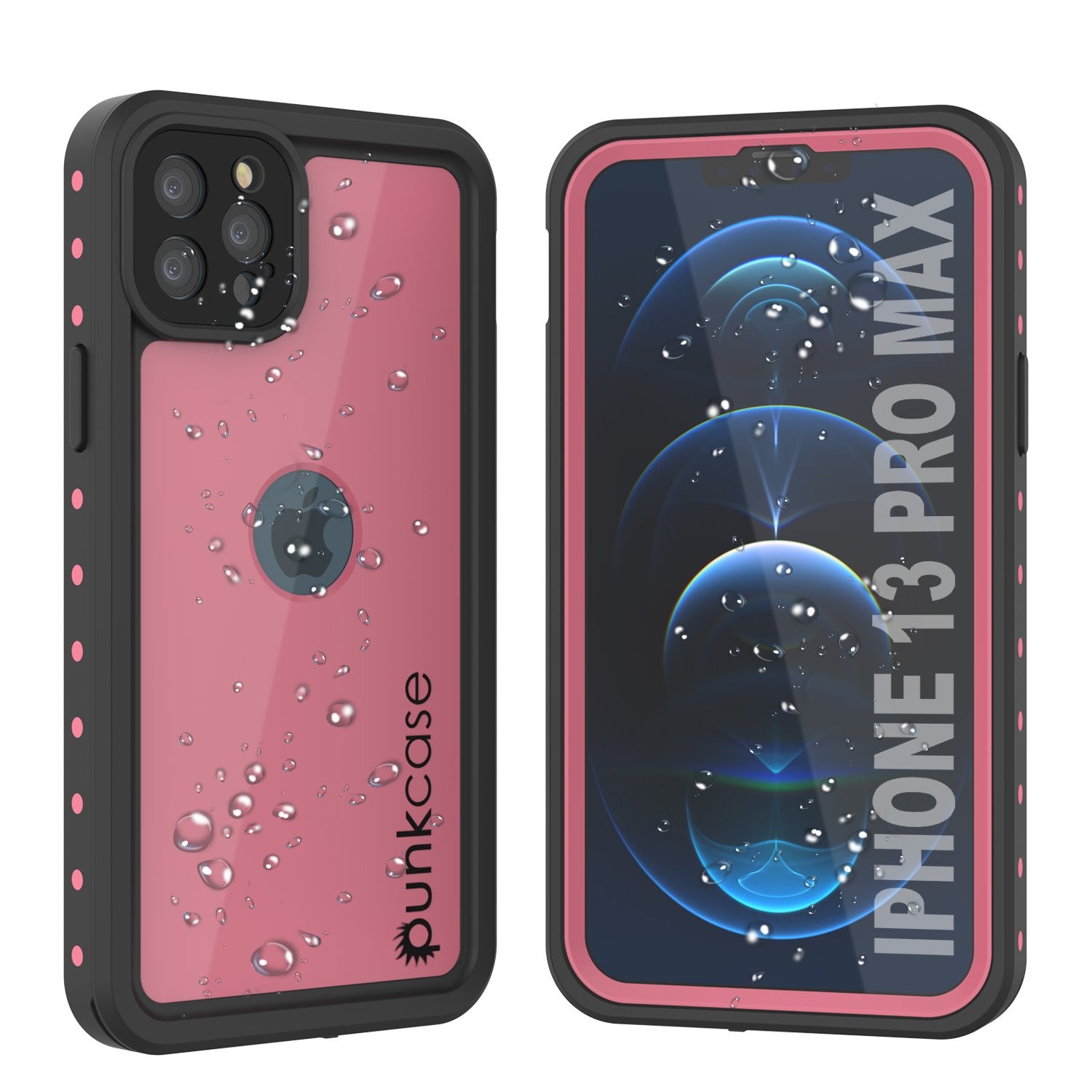 iPhone 13 Pro Max Waterproof IP68 Case, Punkcase [Pink] [StudStar Series] [Slim Fit] [Dirtproof] (Color in image: Pink)