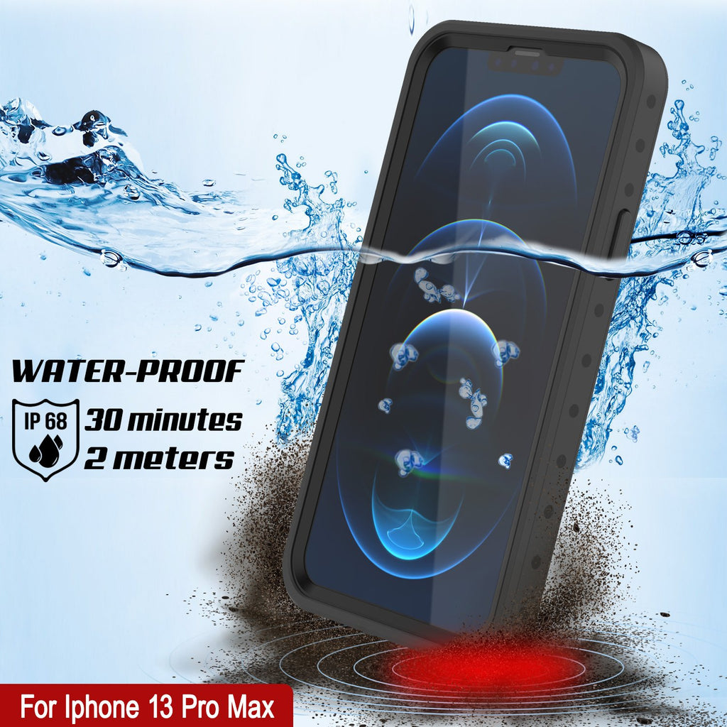 iPhone 13 Pro Max Waterproof IP68 Case, Punkcase [Black] [StudStar Series] [Slim Fit] (Color in image: Pink)