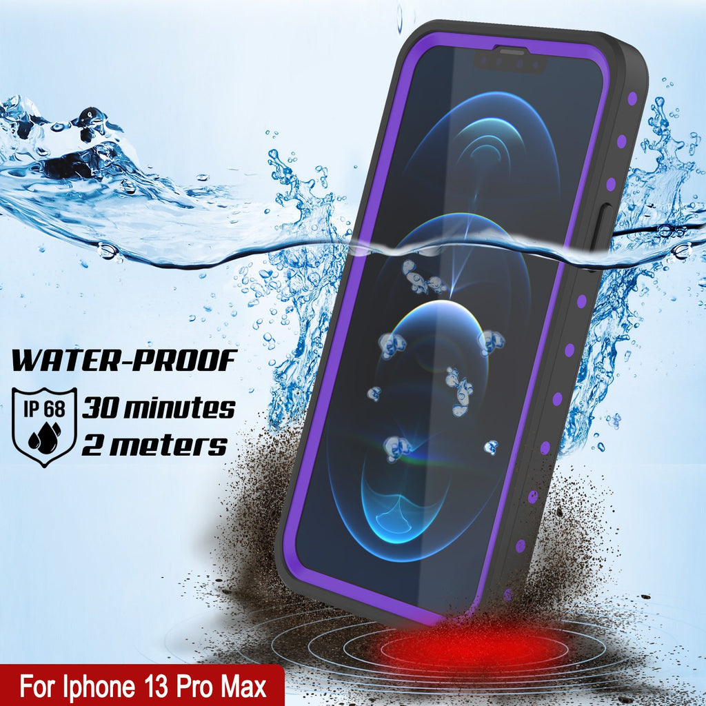 iPhone 13 Pro Max Waterproof IP68 Case, Punkcase [Purple] [StudStar Series] [Slim Fit] [Dirtproof] (Color in image: Pink)