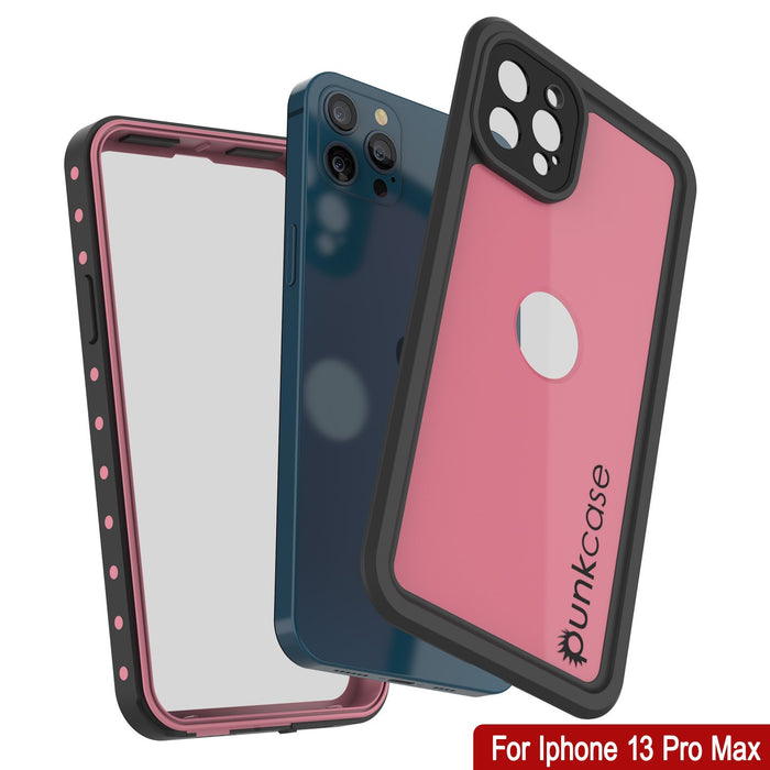 iPhone 13 Pro Max Waterproof IP68 Case, Punkcase [Pink] [StudStar Series] [Slim Fit] [Dirtproof] (Color in image: Red)