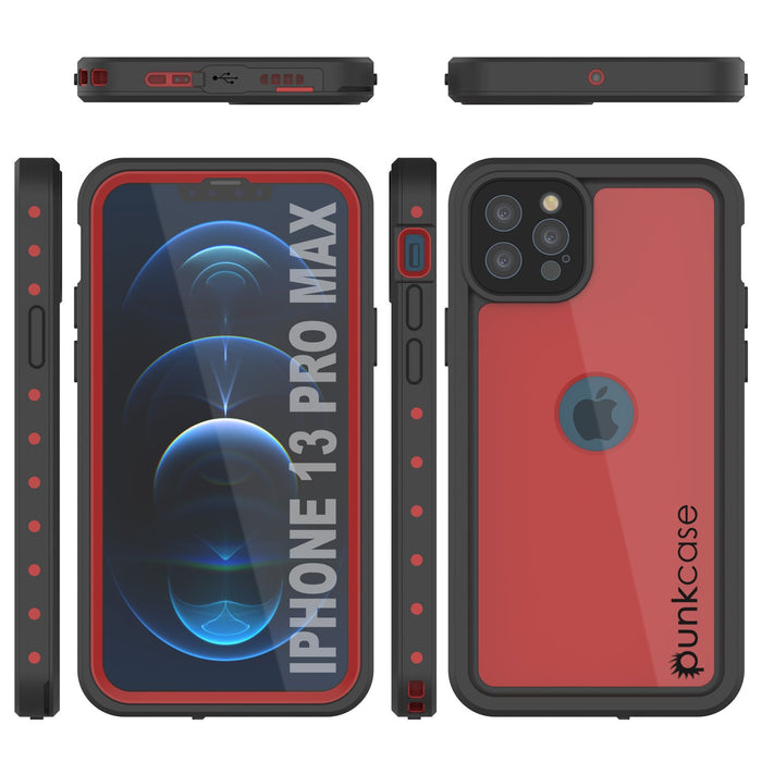 iPhone 13 Pro Max Waterproof IP68 Case, Punkcase [Red] [StudStar Series] [Slim Fit] (Color in image: Purple)