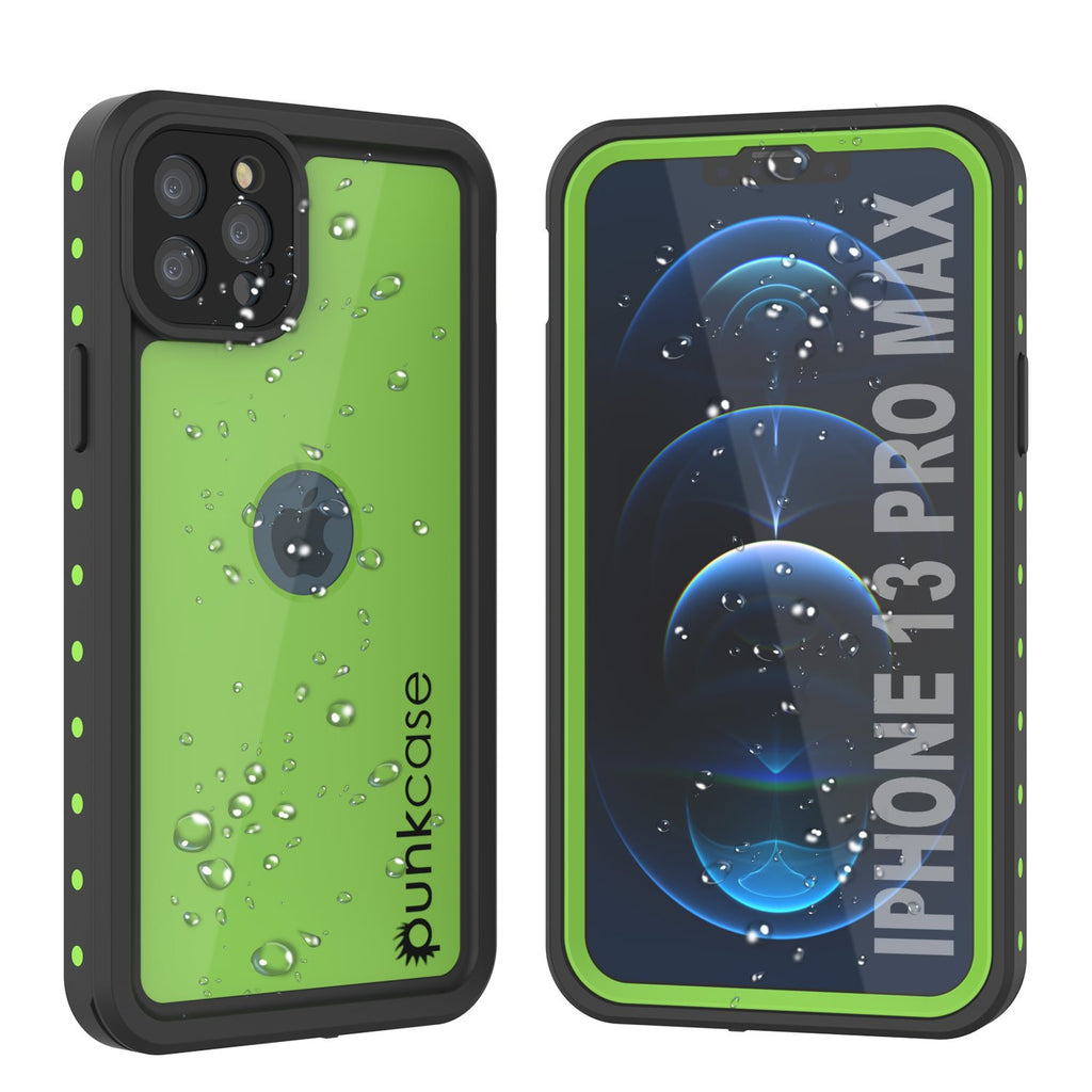 iPhone 13 Pro Max Waterproof IP68 Case, Punkcase [Light green] [StudStar Series] [Slim Fit] [Dirtproof] (Color in image: Light Green)