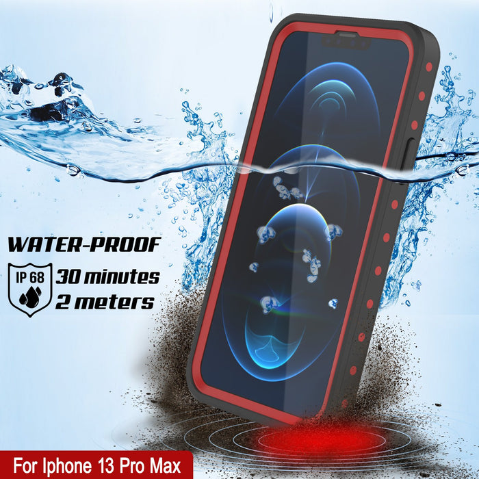 iPhone 13 Pro Max Waterproof IP68 Case, Punkcase [Red] [StudStar Series] [Slim Fit] (Color in image: Teal)