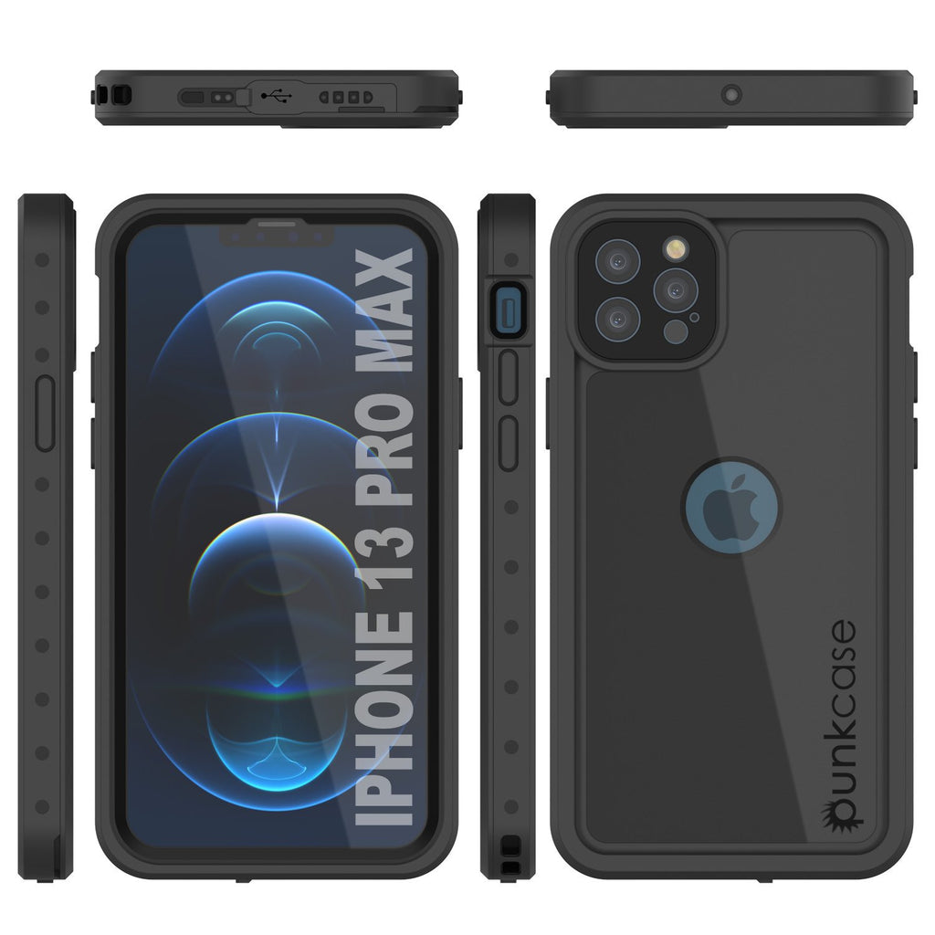 iPhone 13 Pro Max Waterproof IP68 Case, Punkcase [Black] [StudStar Series] [Slim Fit] (Color in image: Red)