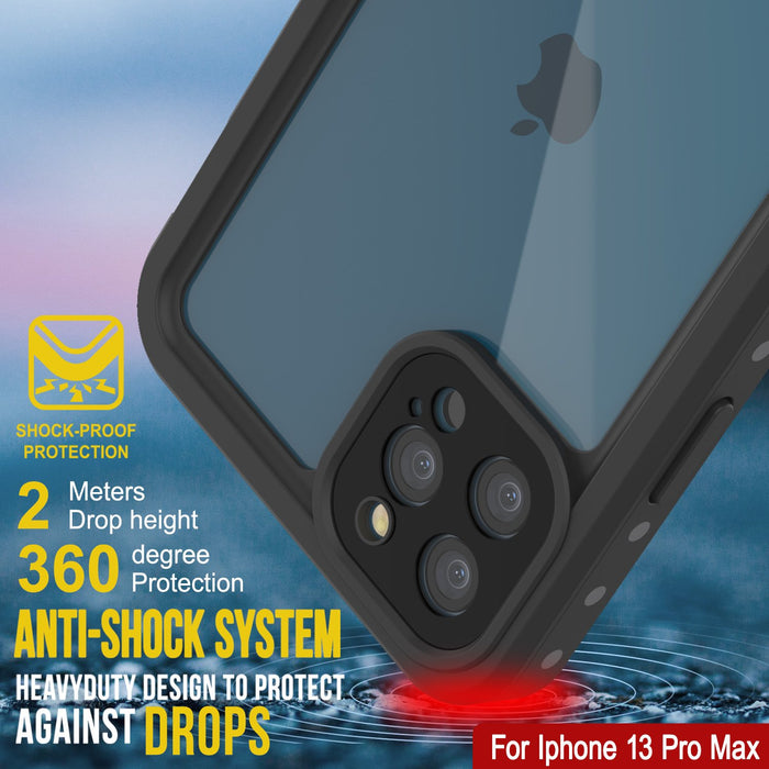 iPhone 13 Pro Max Waterproof IP68 Case, Punkcase [Clear] [StudStar Series] [Slim Fit] [Dirtproof] (Color in image: White)