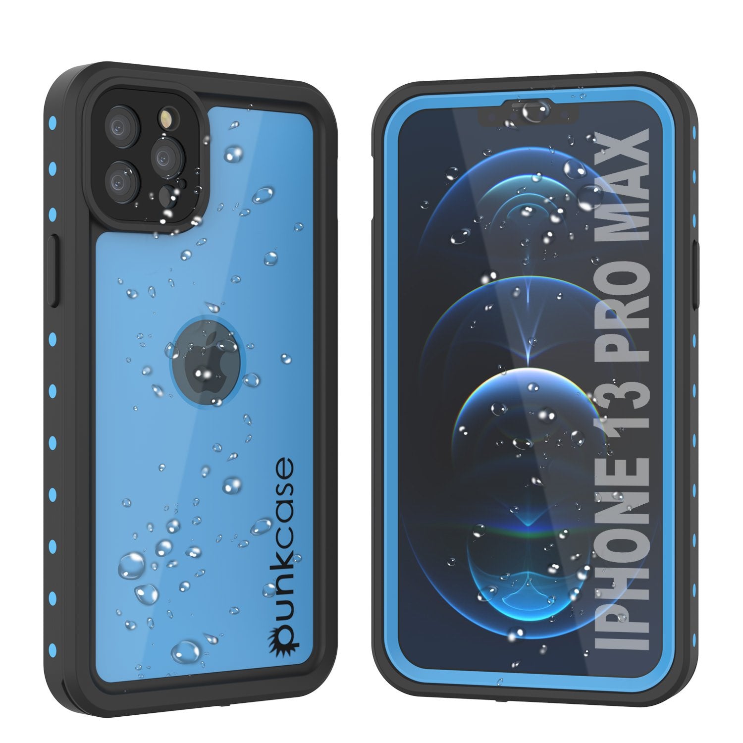 iPhone 13 Pro Max Waterproof IP68 Case, Punkcase [Light blue] [StudStar Series] [Slim Fit] [Dirtproof] (Color in image: Light Blue)