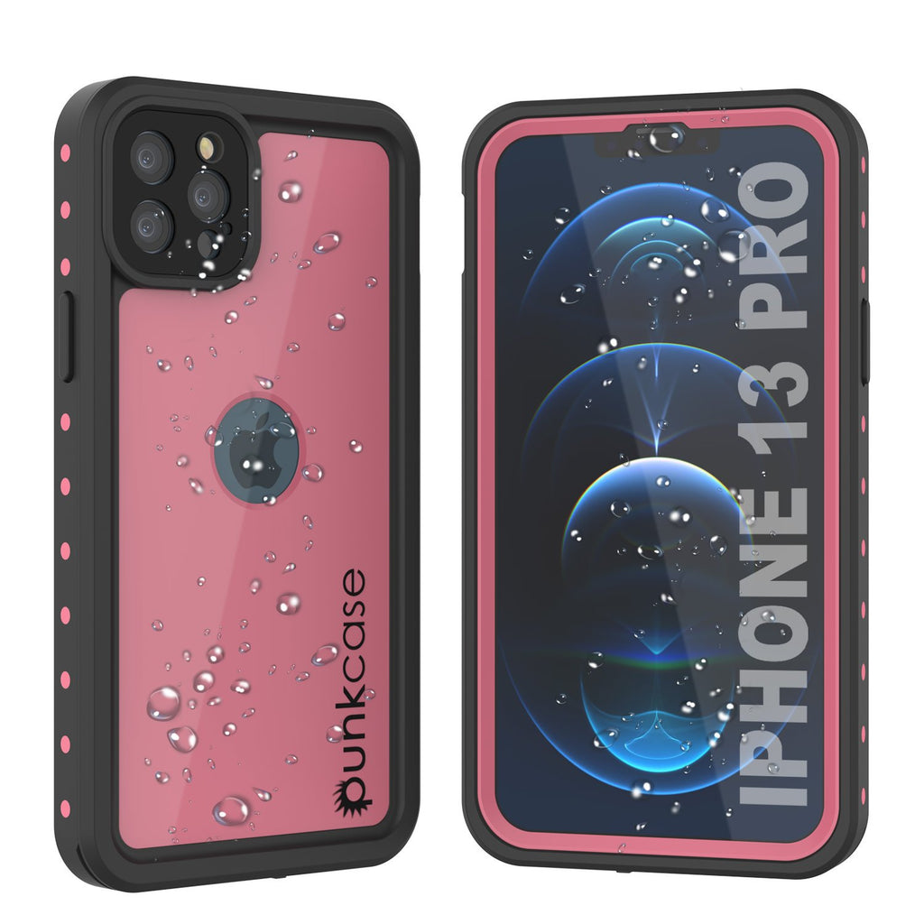 iPhone 13 Pro Waterproof IP68 Case, Punkcase [Pink] [StudStar Series] [Slim Fit] [Dirtproof] (Color in image: Pink)