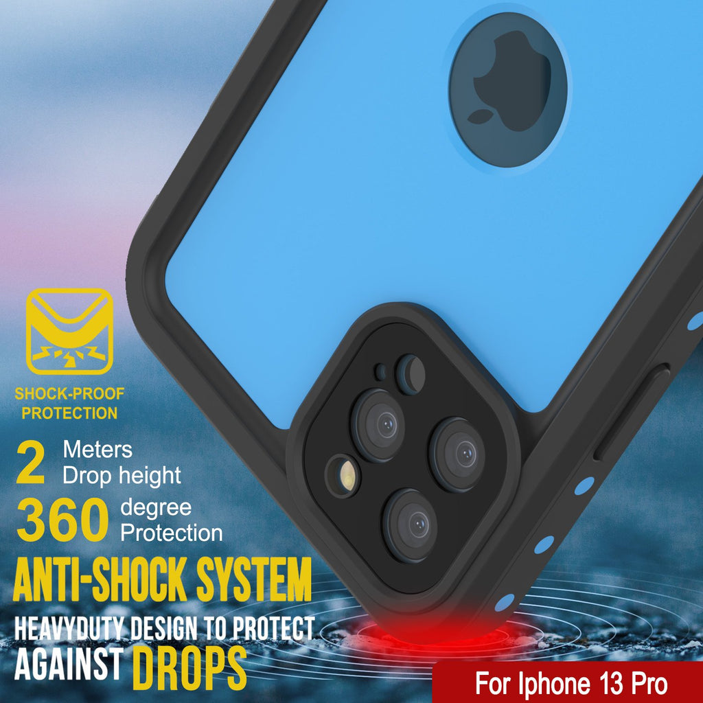 iPhone 13 Pro Waterproof IP68 Case, Punkcase [Light blue] [StudStar Series] [Slim Fit] [Dirtproof] (Color in image: Light Green)
