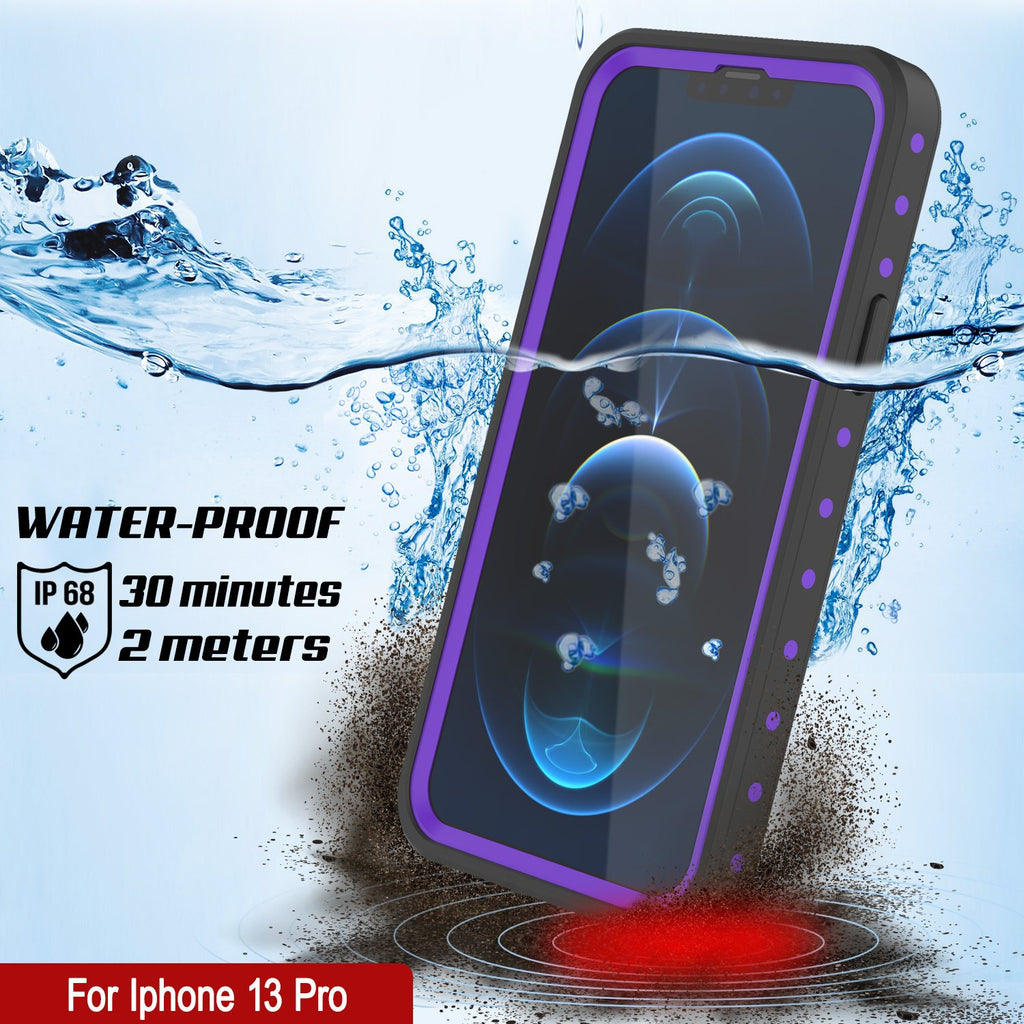 iPhone 13 Pro Waterproof IP68 Case, Punkcase [Purple] [StudStar Series] [Slim Fit] [Dirtproof] (Color in image: Pink)