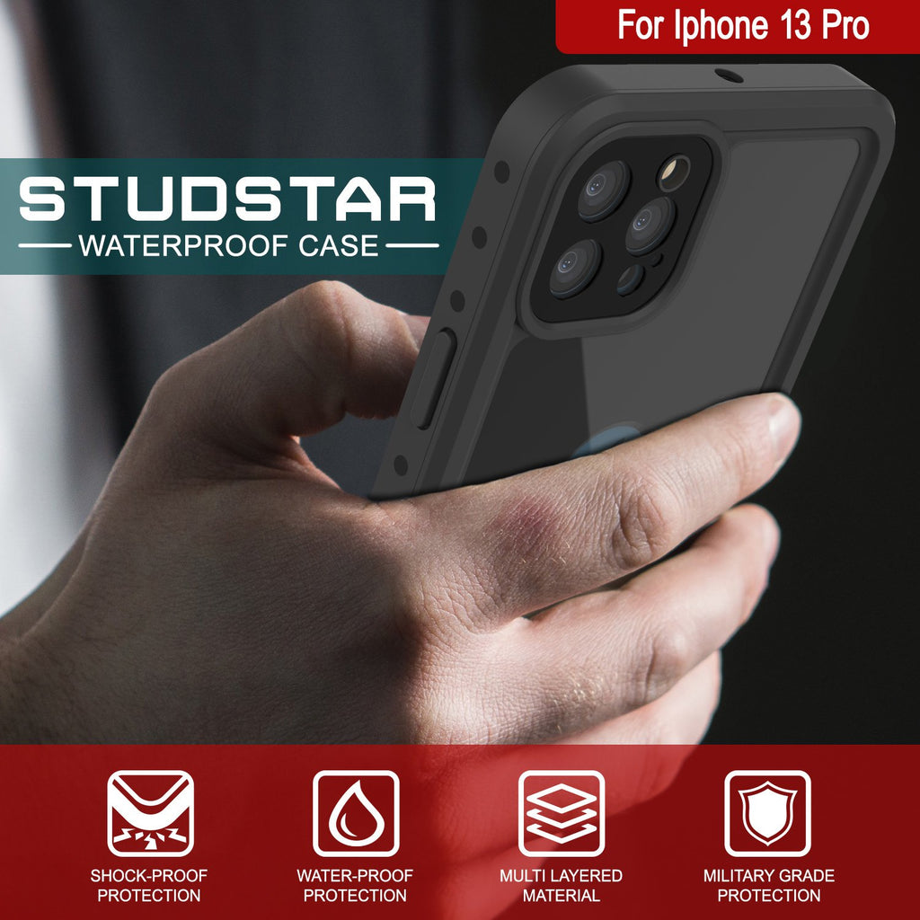 iPhone 13 Pro Waterproof IP68 Case, Punkcase [Black] [StudStar Series] [Slim Fit] (Color in image: Light Green)