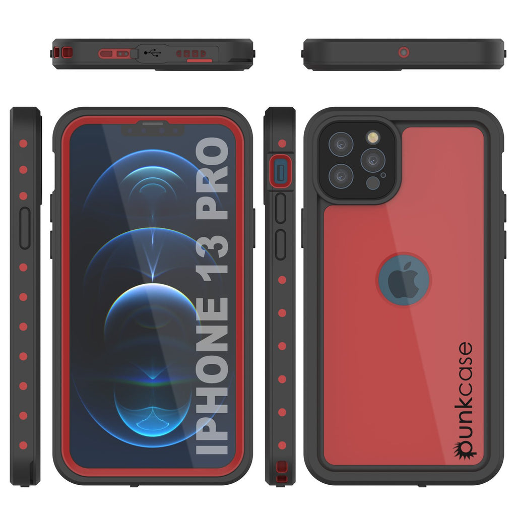 iPhone 13 Pro Waterproof IP68 Case, Punkcase [Red] [StudStar Series] [Slim Fit] (Color in image: Purple)