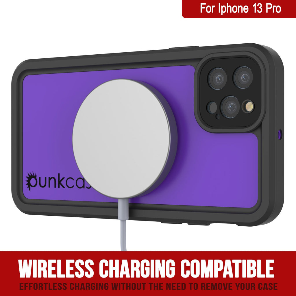 iPhone 13 Pro Waterproof IP68 Case, Punkcase [Purple] [StudStar Series] [Slim Fit] [Dirtproof] (Color in image: Black)