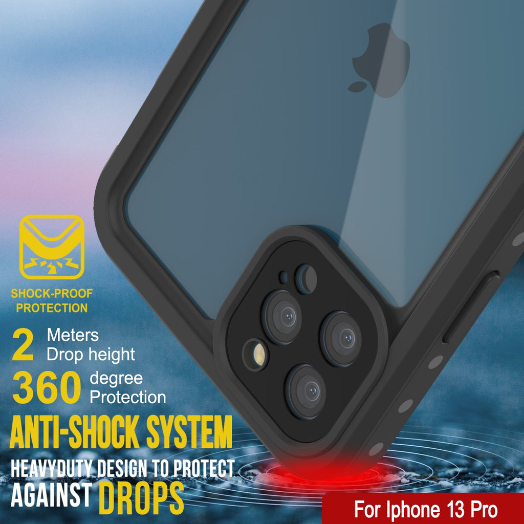iPhone 13 Pro Waterproof IP68 Case, Punkcase [Clear] [StudStar Series] [Slim Fit] [Dirtproof] (Color in image: White)