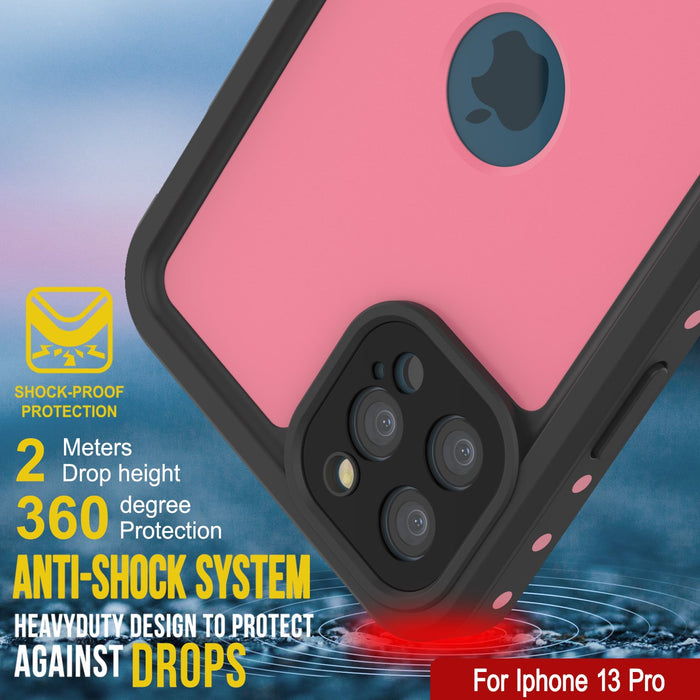iPhone 13 Pro Waterproof IP68 Case, Punkcase [Pink] [StudStar Series] [Slim Fit] [Dirtproof] (Color in image: Teal)