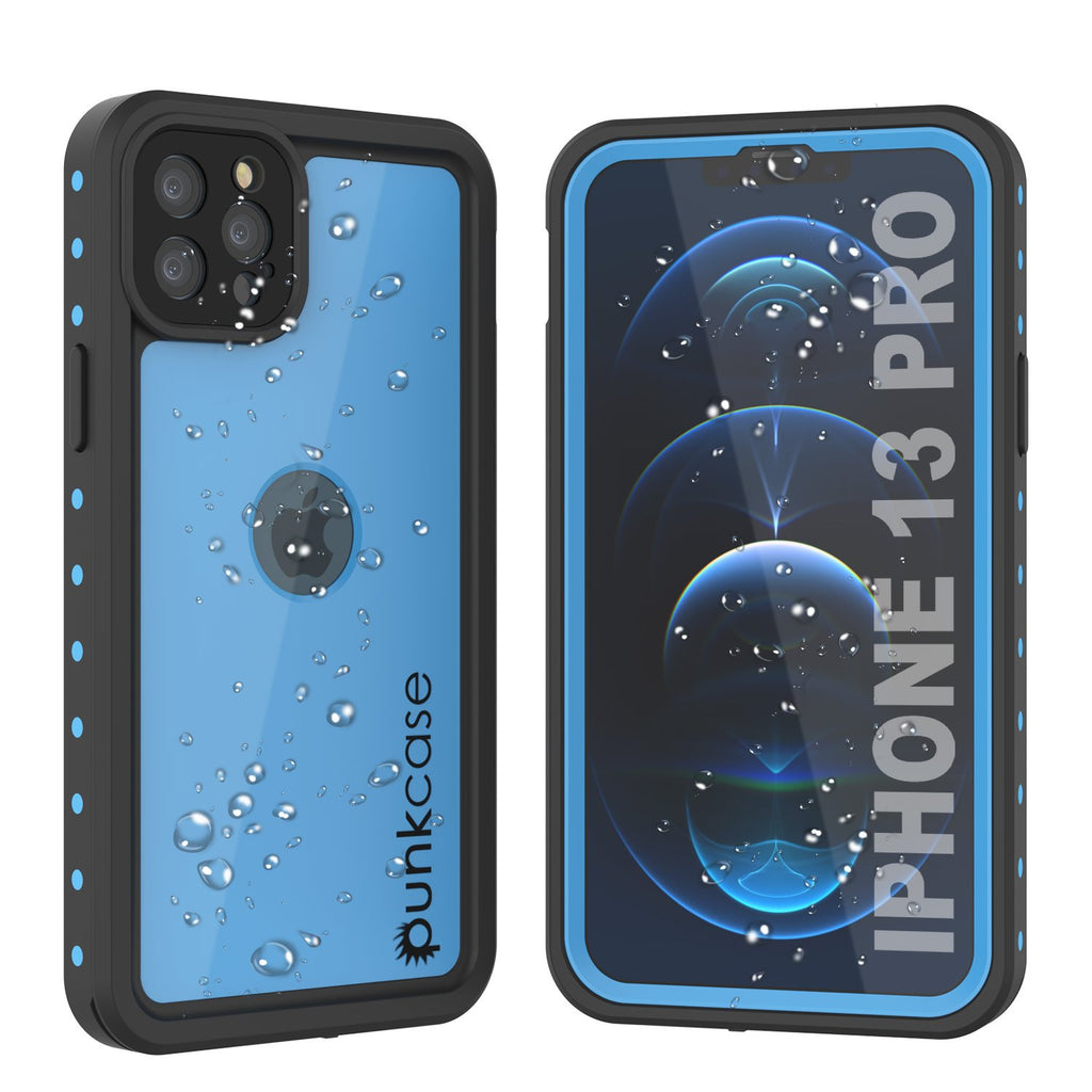 iPhone 13 Pro Waterproof IP68 Case, Punkcase [Light blue] [StudStar Series] [Slim Fit] [Dirtproof] (Color in image: Light Blue)