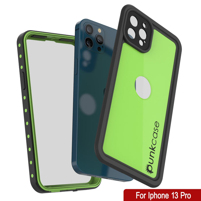 iPhone 13 Pro Waterproof IP68 Case, Punkcase [Light green] [StudStar Series] [Slim Fit] [Dirtproof] (Color in image: Clear)