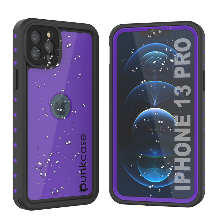 iPhone 13 Pro Waterproof IP68 Case, Punkcase [Purple] [StudStar Series] [Slim Fit] [Dirtproof] (Color in image: Purple)