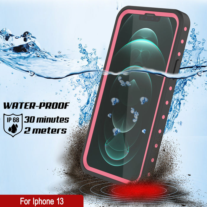 iPhone 13 Waterproof IP68 Case, Punkcase [Pink] [StudStar Series] [Slim Fit] [Dirtproof] (Color in image: White)