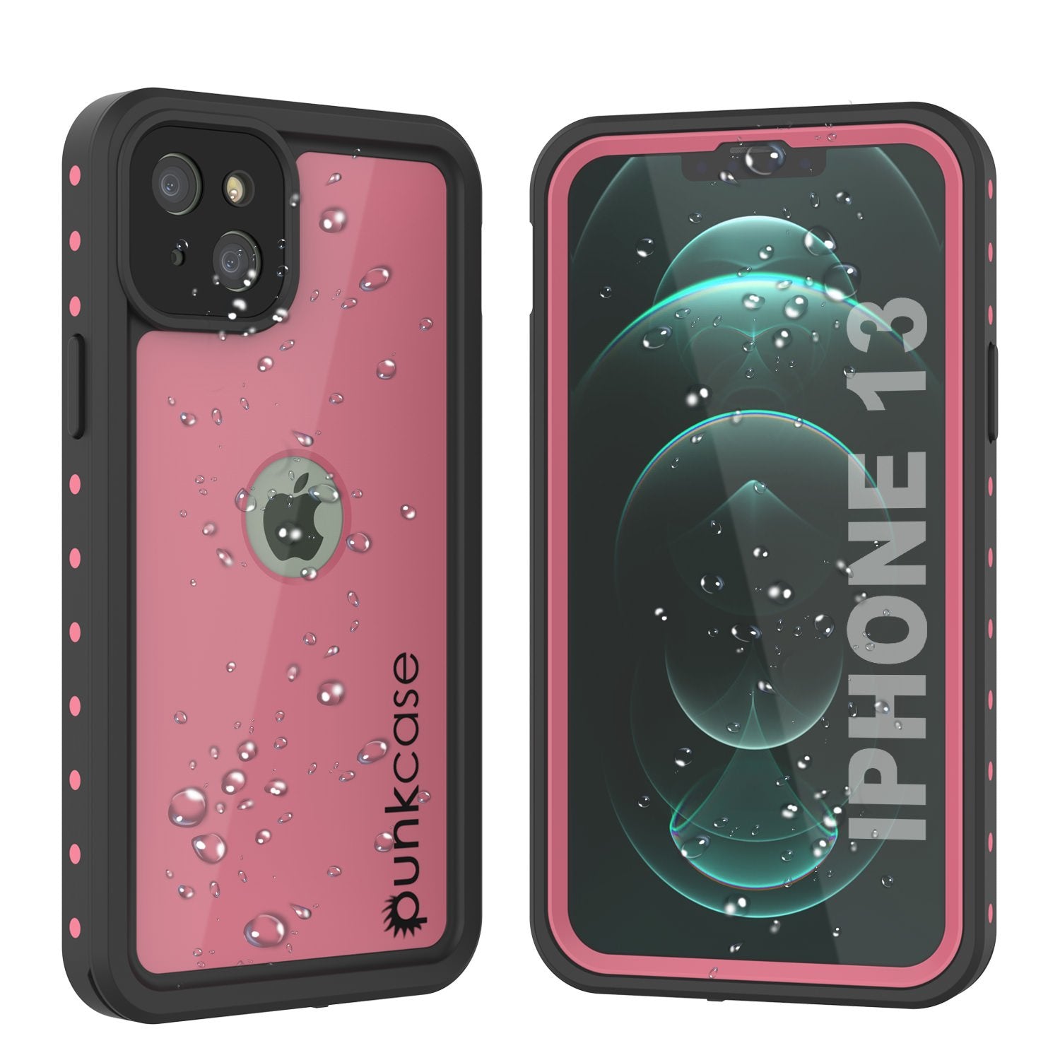 iPhone 13 Waterproof IP68 Case, Punkcase [Pink] [StudStar Series] [Slim Fit] [Dirtproof] (Color in image: Pink)