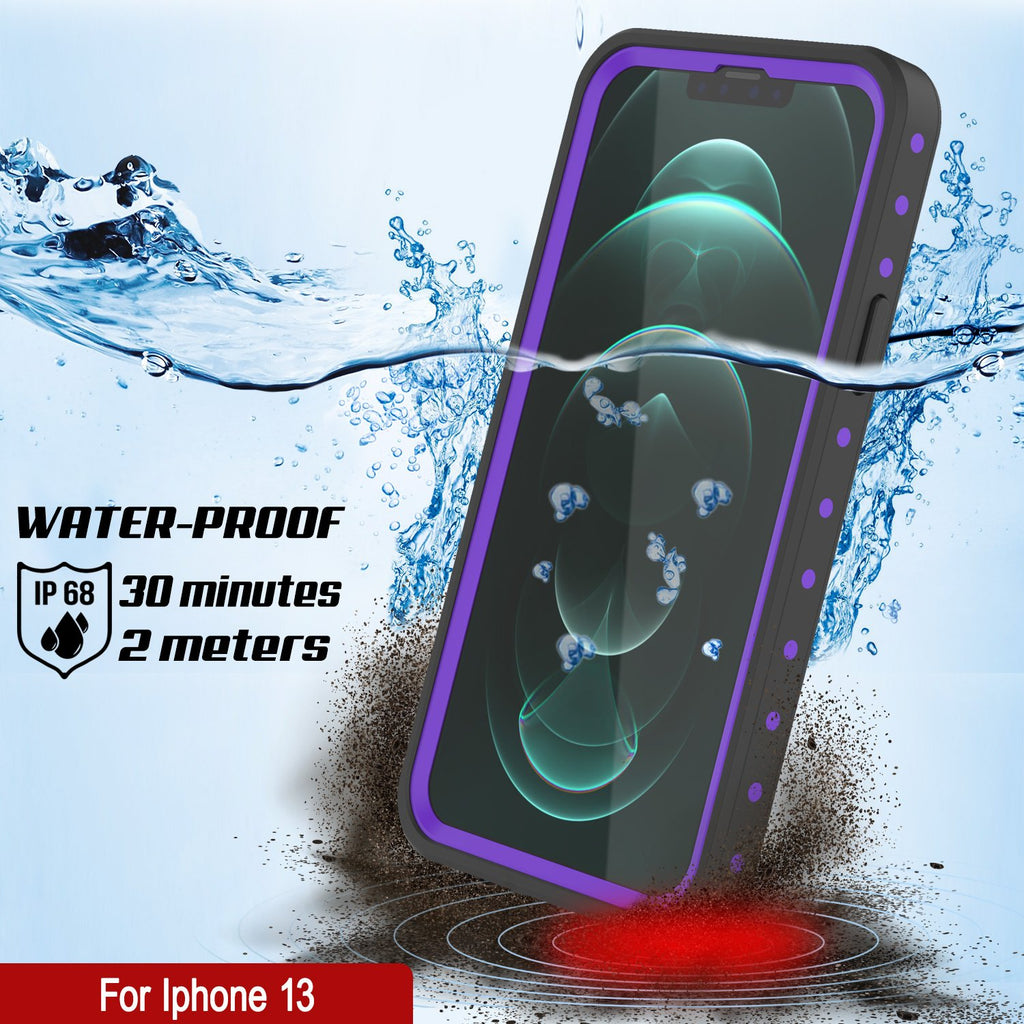 iPhone 13 Waterproof IP68 Case, Punkcase [Purple] [StudStar Series] [Slim Fit] [Dirtproof] (Color in image: Pink)