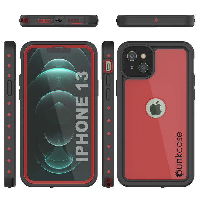 iPhone 13 Waterproof IP68 Case, Punkcase [Red] [StudStar Series] [Slim Fit] (Color in image: White)