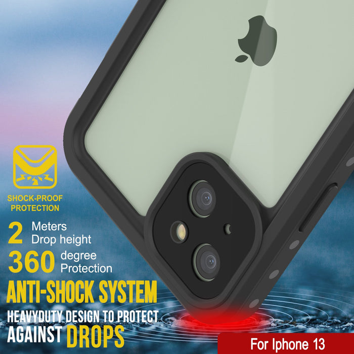 iPhone 13 Waterproof IP68 Case, Punkcase [Clear] [StudStar Series] [Slim Fit] [Dirtproof] (Color in image: White)