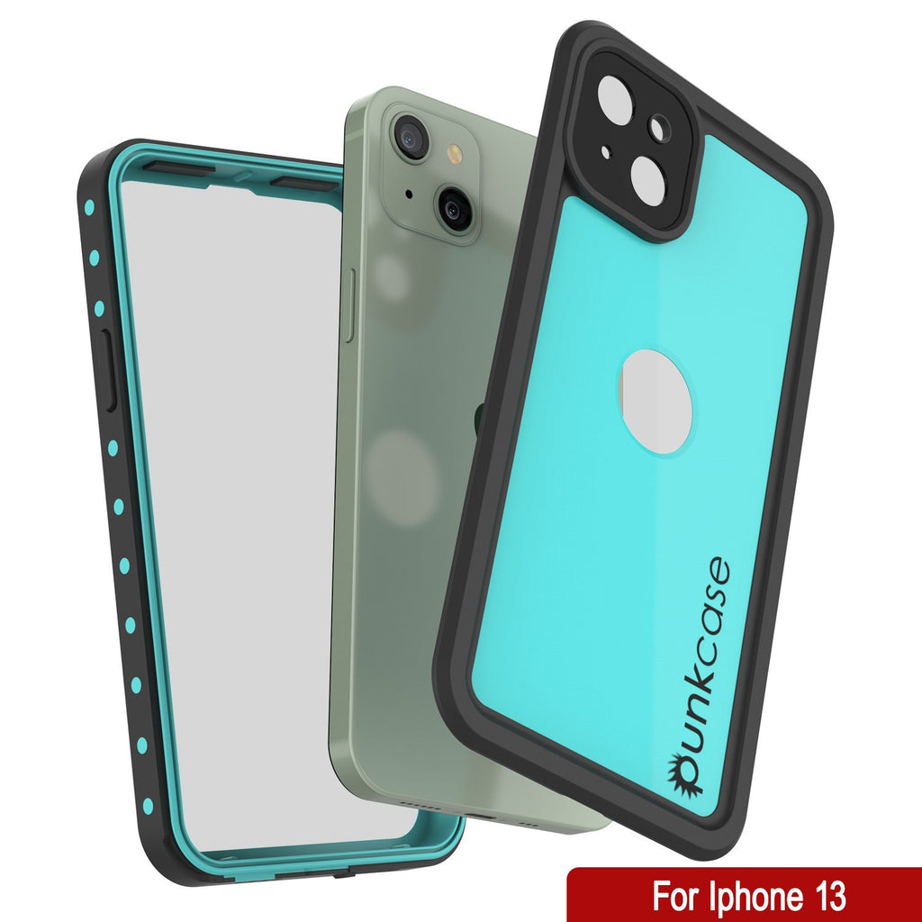 iPhone 13 Waterproof IP68 Case, Punkcase [Teal] [StudStar Series] [Slim Fit] (Color in image: White)