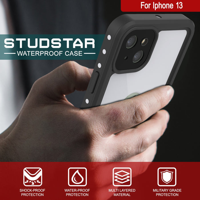iPhone 13 Waterproof IP68 Case, Punkcase [White] [StudStar Series] [Slim Fit] [Dirtproof] (Color in image: Light Green)