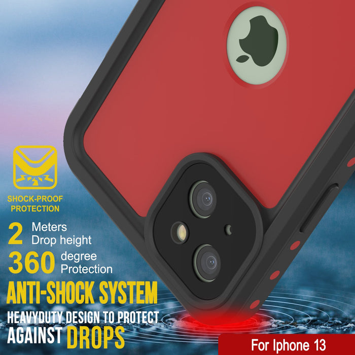 iPhone 13 Waterproof IP68 Case, Punkcase [Red] [StudStar Series] [Slim Fit] (Color in image: Purple)