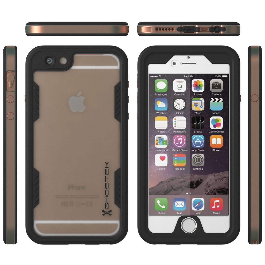 iPhone 6S+/6+ Plus Waterproof Case Ghostek Atomic 2.0 Gold w/ Attached Screen Protector | Slim (Color in image: space gray)