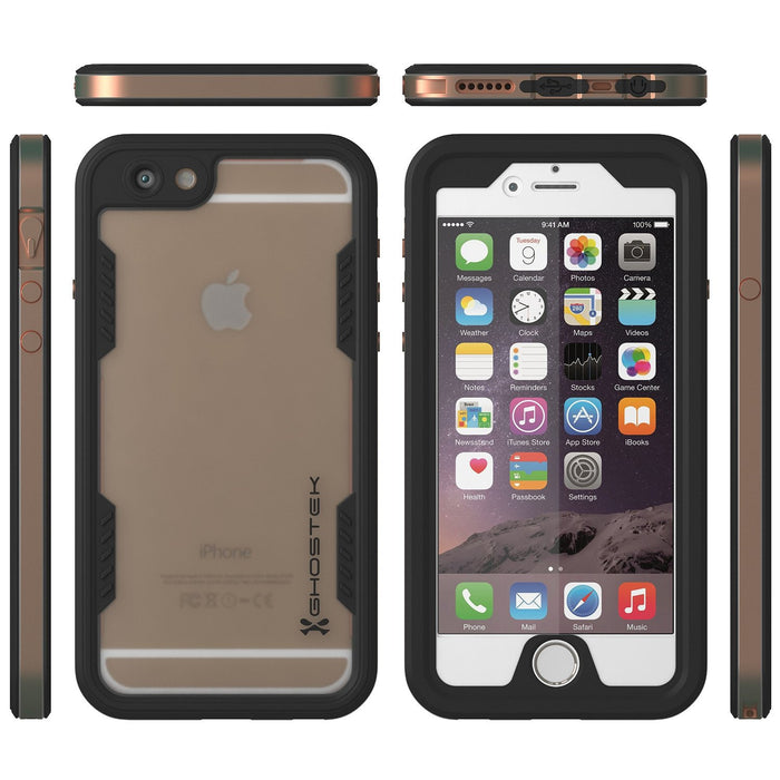 iPhone 6/6S Waterproof Case, Ghostek Atomic 2.0 Gold W/ Attached Screen Protector | Slim Fit (Color in image: space gray)