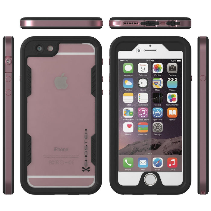 iPhone 6/6S Waterproof Case, Ghostek Atomic 2.0 Space Pink W/ Attached Screen Protector, Slim Fitted (Color in image: space gray)