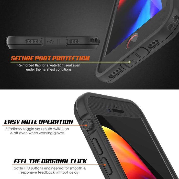iPhone 7+ Plus Waterproof Case, Punkcase SpikeStar Black Series | Thin Fit 6.6ft Underwater IP68 (Color in image: white)