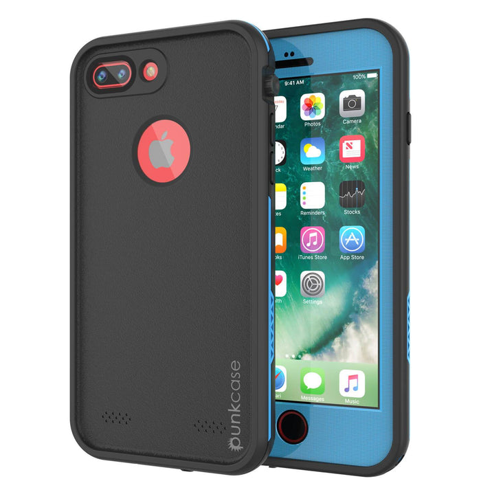 iPhone 7+ Plus Waterproof Case, Punkcase SpikeStar Light-Blue Series | Thin Fit 6.6ft Underwater IP68 (Color in image: light blue)